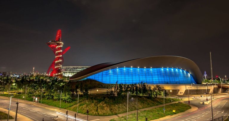 Night view Olympic Stadium London West Ham United