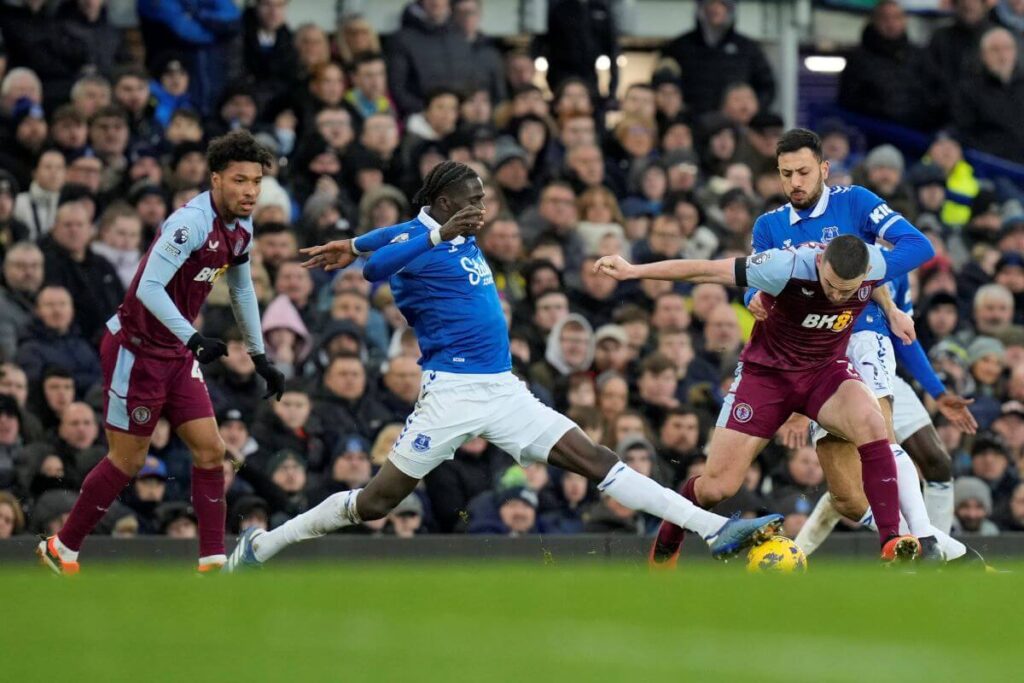 Aston Villa vs Everton preview, team news, tickets & prediction 2 Amadou Onana playing for Everton against Villa in Jan 2024